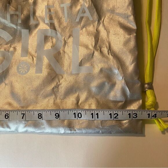 Athleta girl drawstring bag backpack sack silver hot pink set of 2 13x16 - Picture 6 of 11